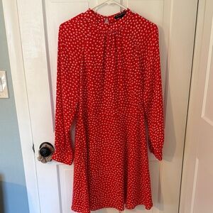 Banana Republic Red Patterned Long Sleeve Dress